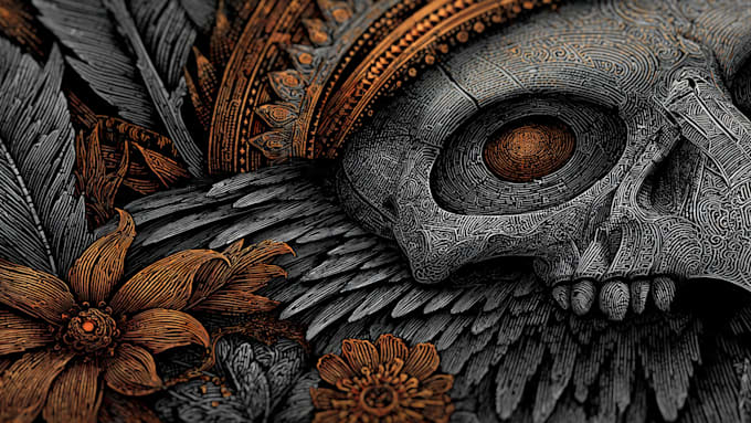 draw dark art illustration with engraving style