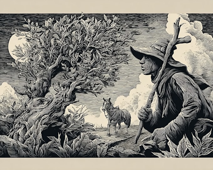 create custom linocut style illustrations