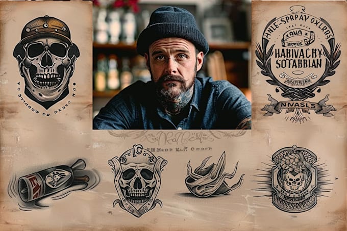 create vintage lettering and tattoo logo design