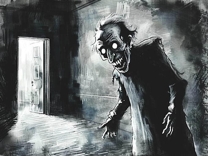 draw dark, horror illustration