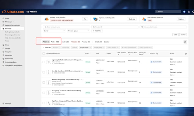 do alibaba product listing and bulk product upload