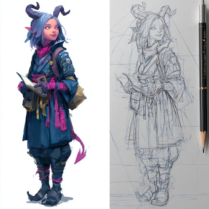 desing unique fantasy character sheets with prop for you