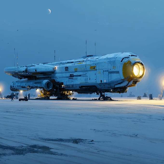 Create stunning sci fi spaceship concept art by Darrebus | Fiverr