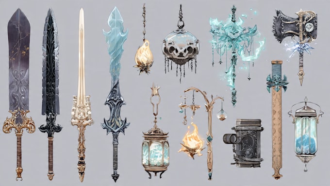 draw custom dnd weapons, magic items, and fantasy equipment