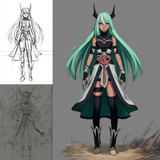 Make a character design and concept art in anime style by Dunarais | Fiverr