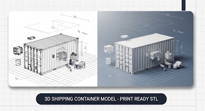 create 3d shipping container, container house, cafe or kiosk for 3d printing