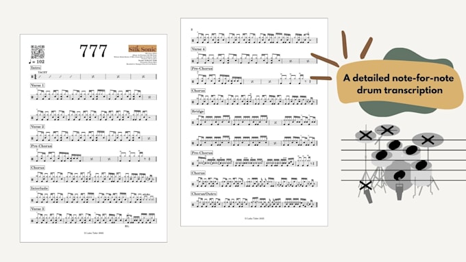create drum lead sheet or a drum transcription for your needs