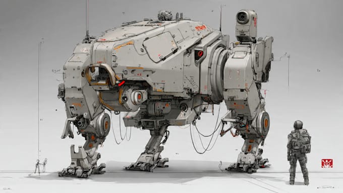 Design sci fi mecha and robot concept art by Kenadeelipa | Fiverr