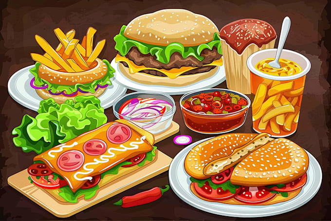 draw amazing food vector illustration