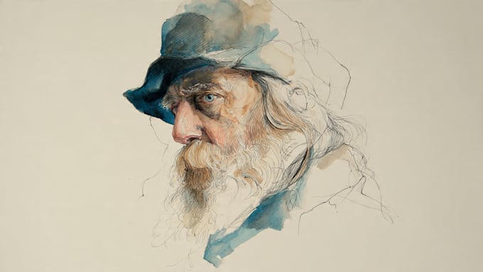 draw a sketchy watercolor portrait