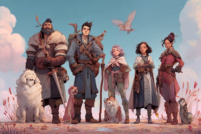 create unique fantasy party portrait