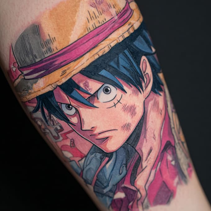tattoo illustration anime style in lines