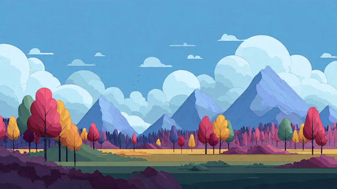 draw a flat vector landscape illustration