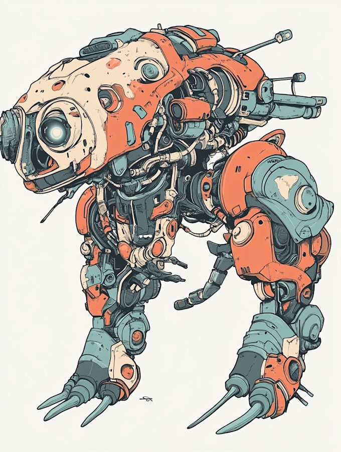 draw high quality robot, mecha concepts