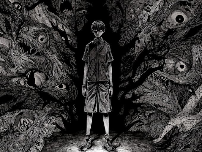 draw dark, horror illustration