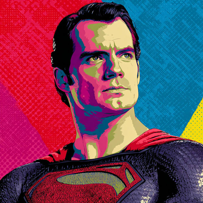 illustrate a superhero pop art portraits
