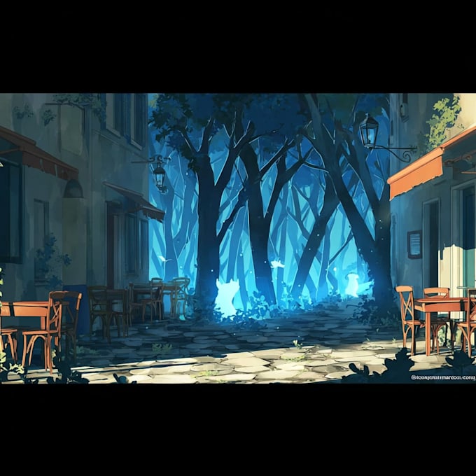 draw anime style background art illustration for vtuber stream