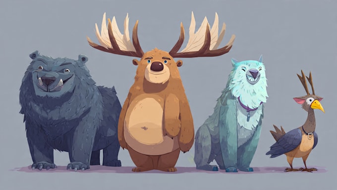 draw animals cartoon illustration