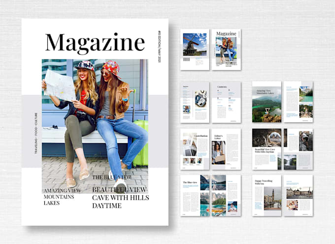 design a professional magazine and brochure layout