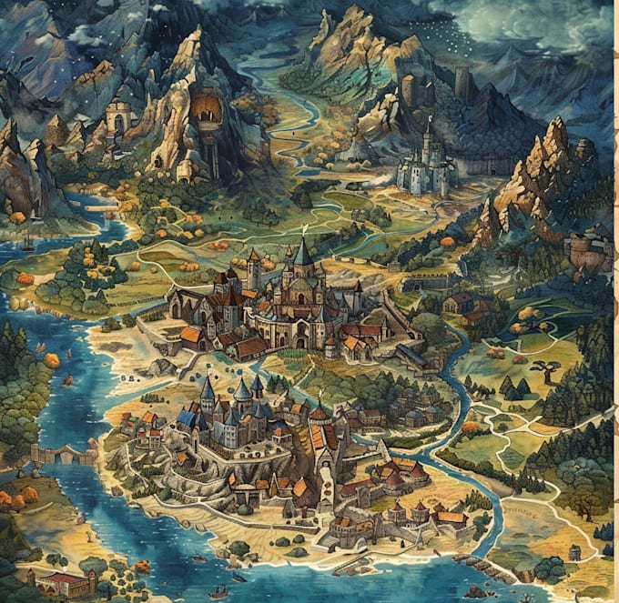 Fantasy Map Inso Do fantasy map illustration for map by Hanruteyn | Fiverr