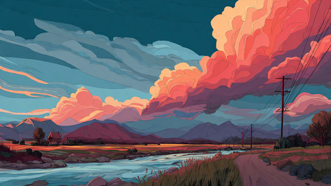 create a landscape and urban vector art illustration