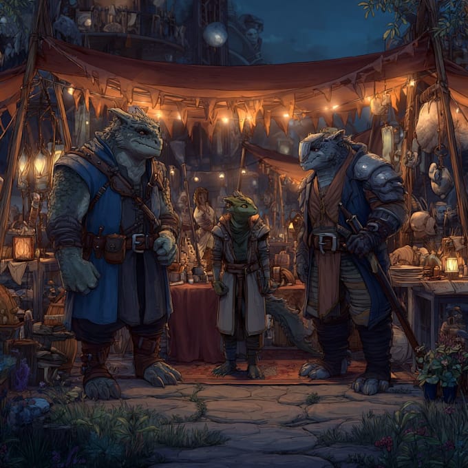 do group party character art, dnd party