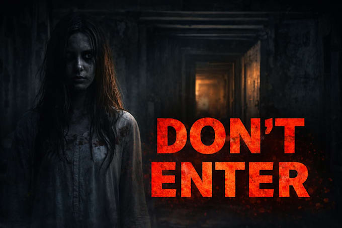 youtube thumbnail design for horror vlog and adventure