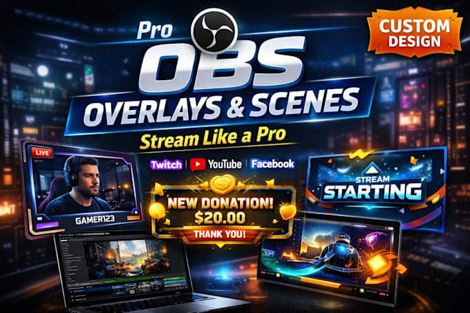 create custom pro obs overlays and stream scenes