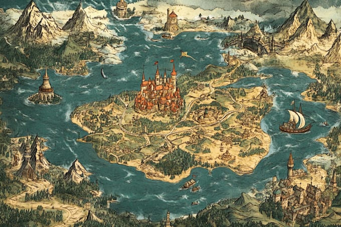 illustrate fantasy map, dnd map tolkien map
