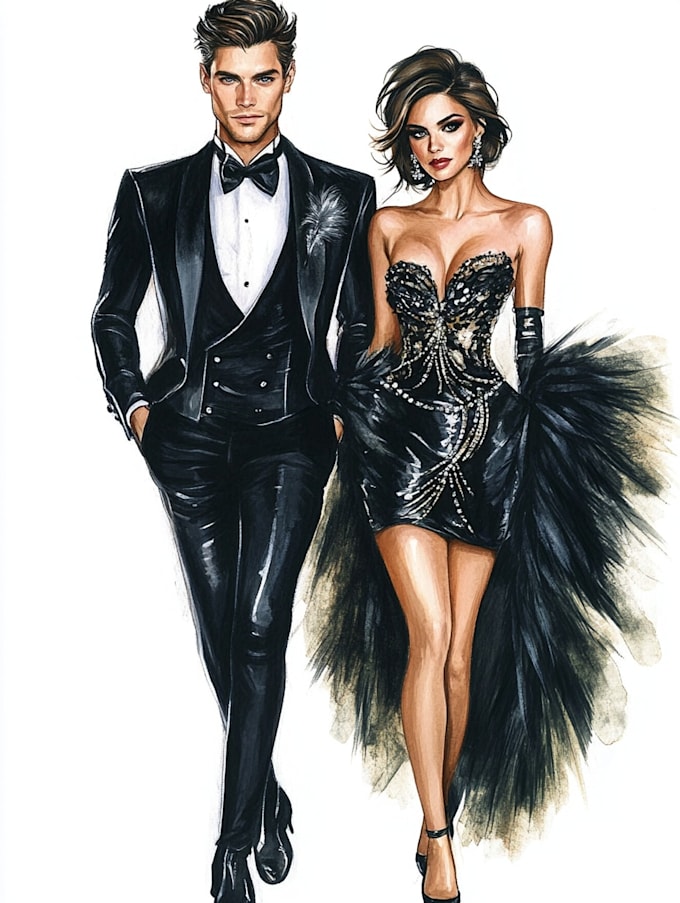 Make a digital fashion illustration in my style by Seamushong | Fiverr