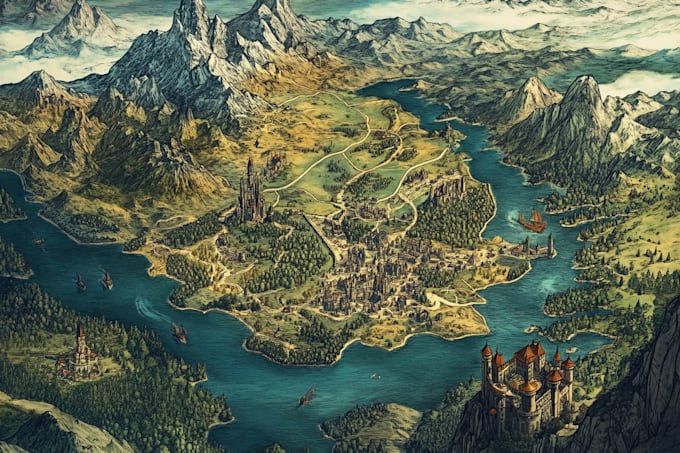 do fantasy map illustration for map