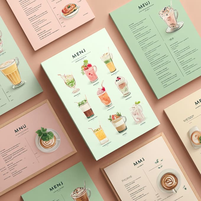do restaurant and bar menu design, cocktails, drinks, food