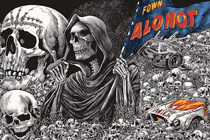 create a skull, skeleton or grim reaper illustration