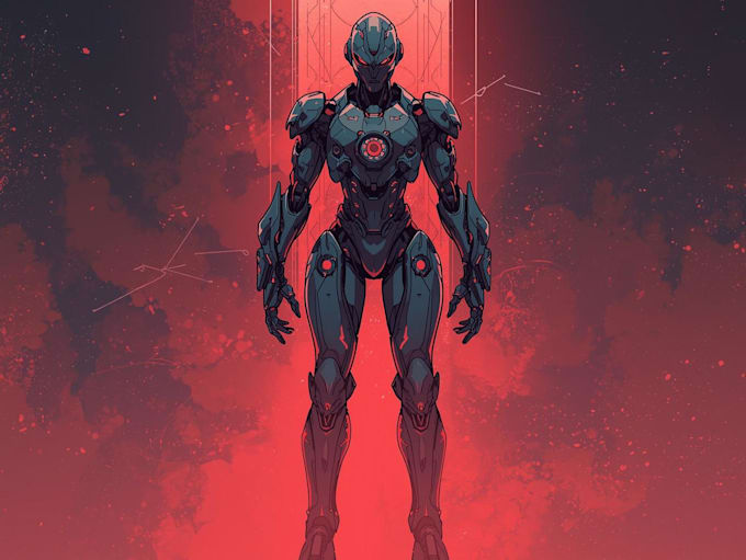 draw cool robot or cyborg character