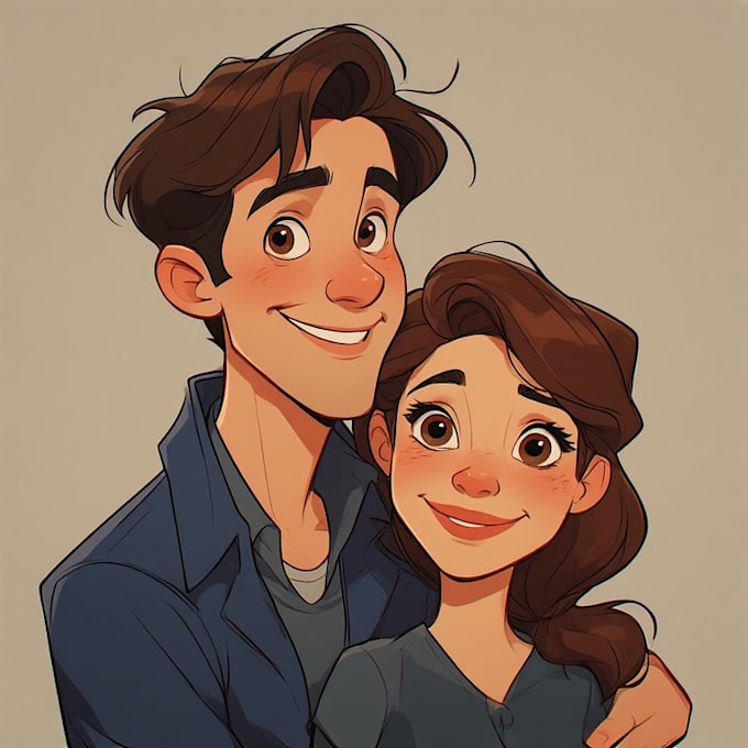 draw romantic cute couple portrait