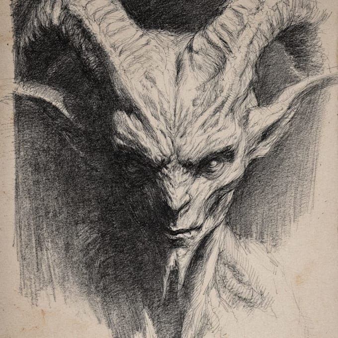 Draw detailed dark art and heavy metal horror illustration by ...