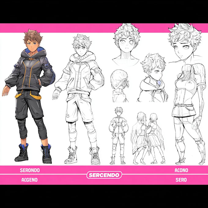 create original anime character sheet or reference for