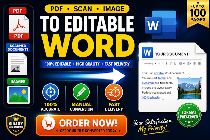 convert PDF, scanned documents, images to editable word