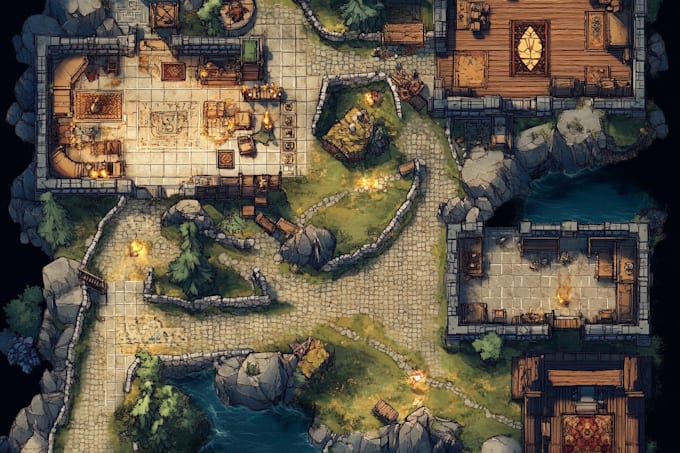 design a professional fantasy map with detailed elements