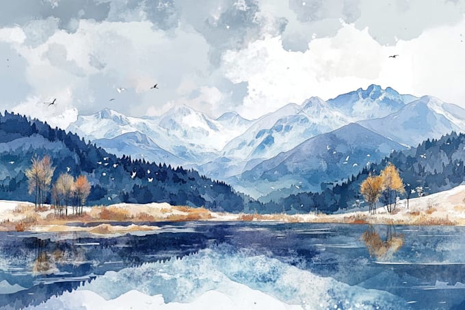 illustrate a watercolor landscape illustration