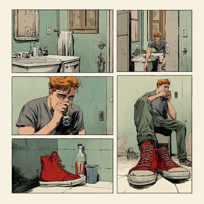 draw cinematic comic scene illustration