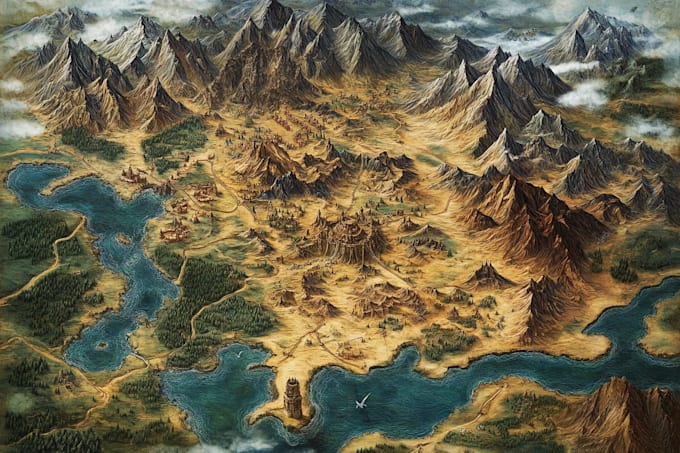 make fantasy map illustration for , novels and games