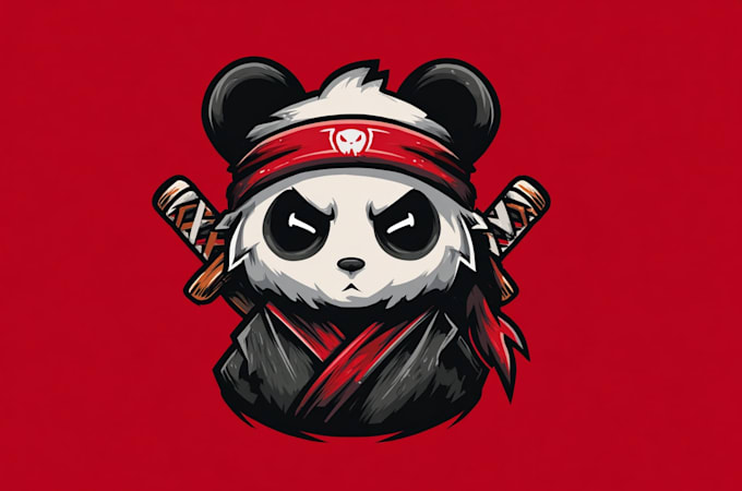 do wonderful new style panda ninja mascot logo design