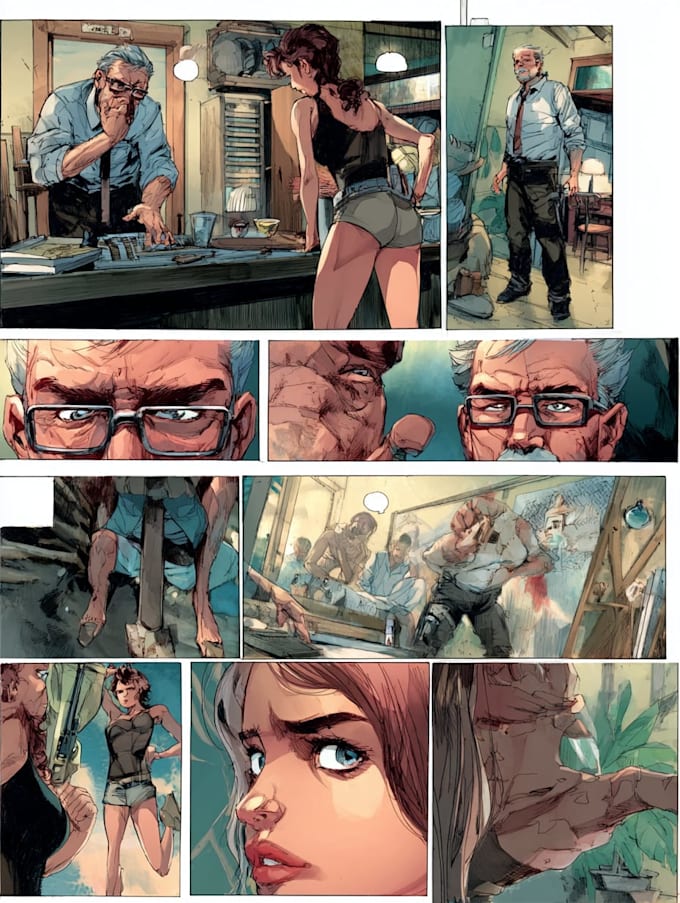 design a professional comic strip illustration