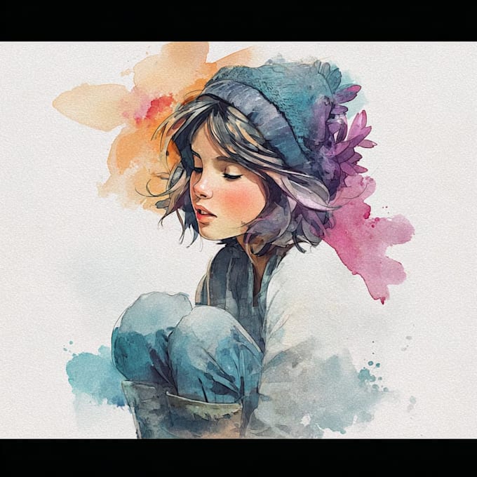 make unique watercolor character illustration