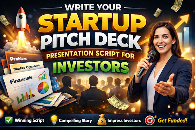 write your startup pitch deck presentation script for investors