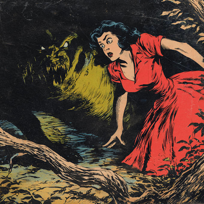design amazing vintage horror comics artwork illustration