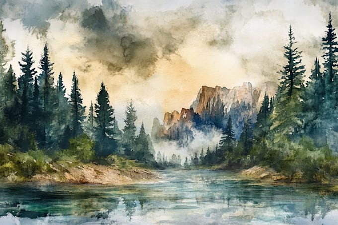 Hand draw landscape sketch watercolor and ink by Taylorelvinfd | Fiverr