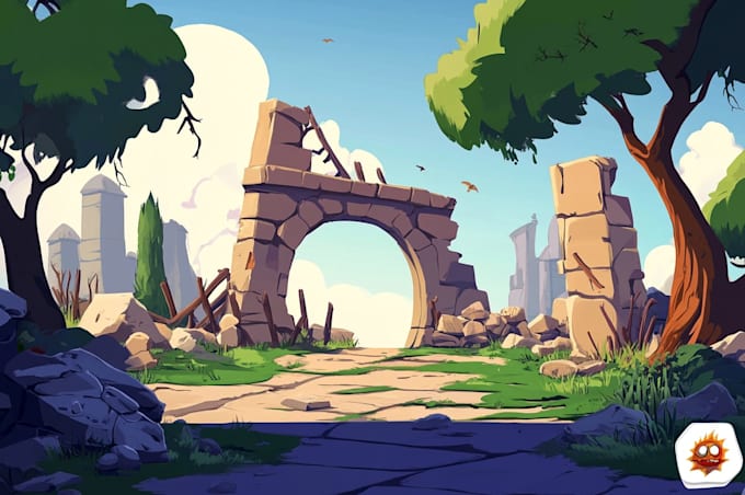 design 2d game concept art background and environment