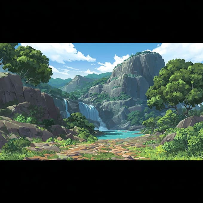 draw anime background, 2d environment, landscape